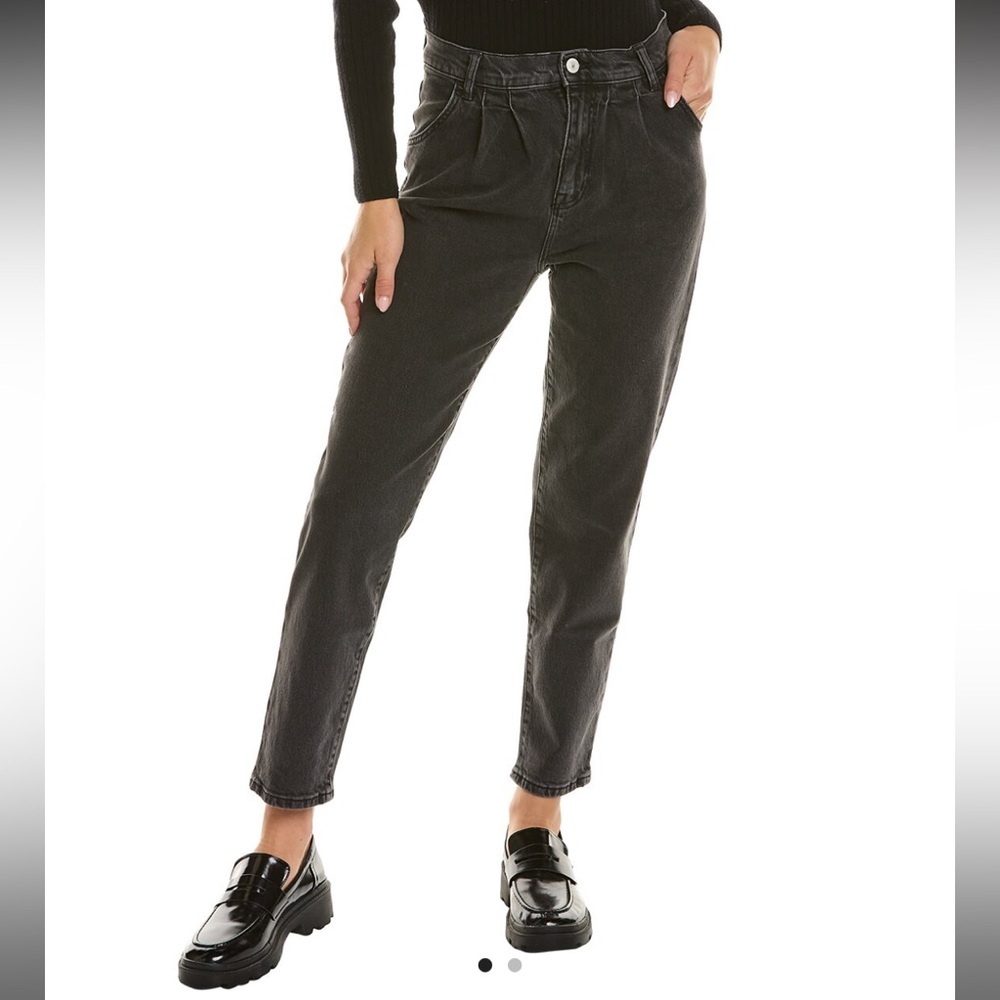 Current/Elliott Gravity Tapered Pleated Black Straight Leg Jeans‎ Size 27 NWT